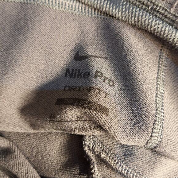 Nike Pro Training Tights Mens Medium Dri-fit 3/4 length green/gray base layer - Picture 4 of 6